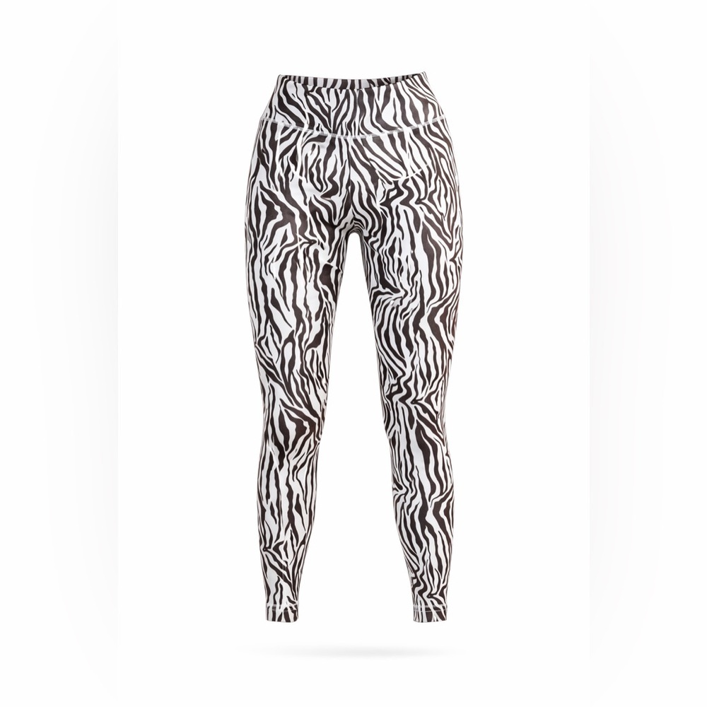 White Fox Active Women’s Zebra Print Leggings Size Medium White/Brown